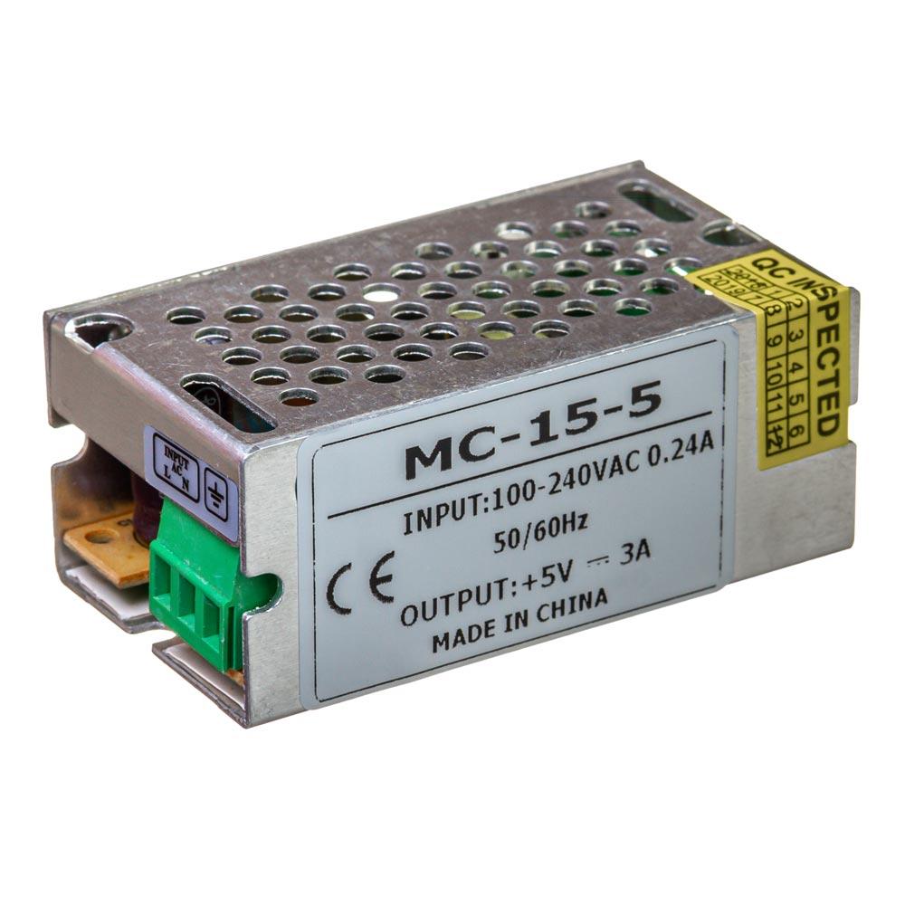 Блок живлення 5V, 15W, 3А, металевий корпус, IP20
