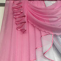 Вишукана тюль для залу вітальні передпокою, тюль на вікна в спальню дитячу зал Рожева (KU-176-6), фото 2