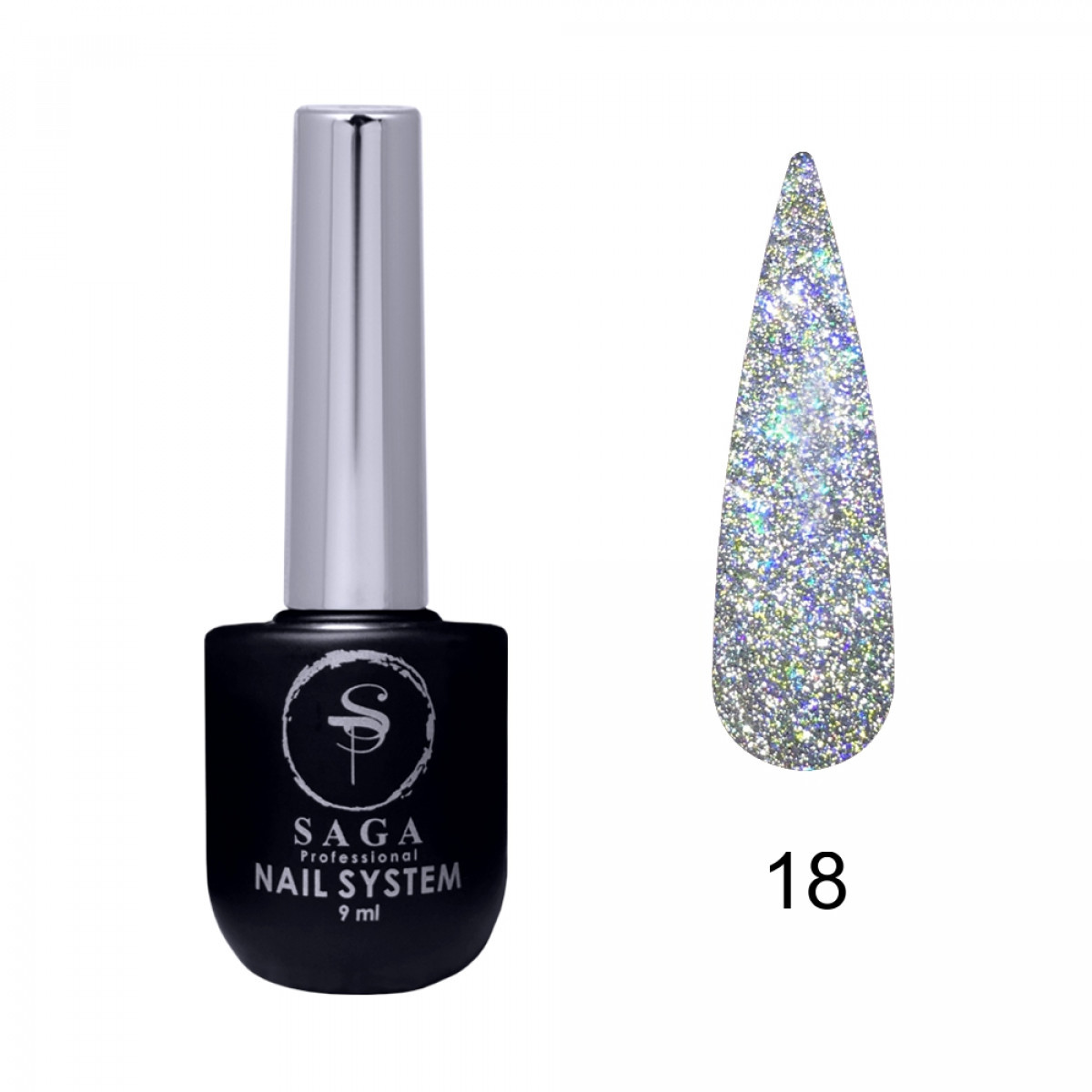 Гель лак світловідбивний Saga Fiery gel №18, 8ml, фото 1