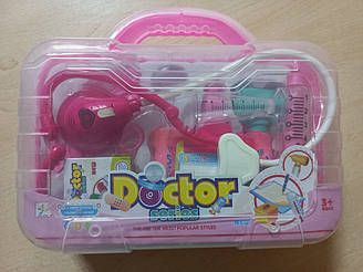 Набір лікаря 7E-2 у валізі зі світлом і звуком, рожевий