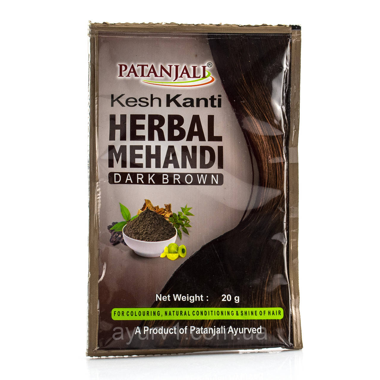 Хна для волосся Хна-фарба Dark brown -"Темно коричневий" Patanjali 20 г