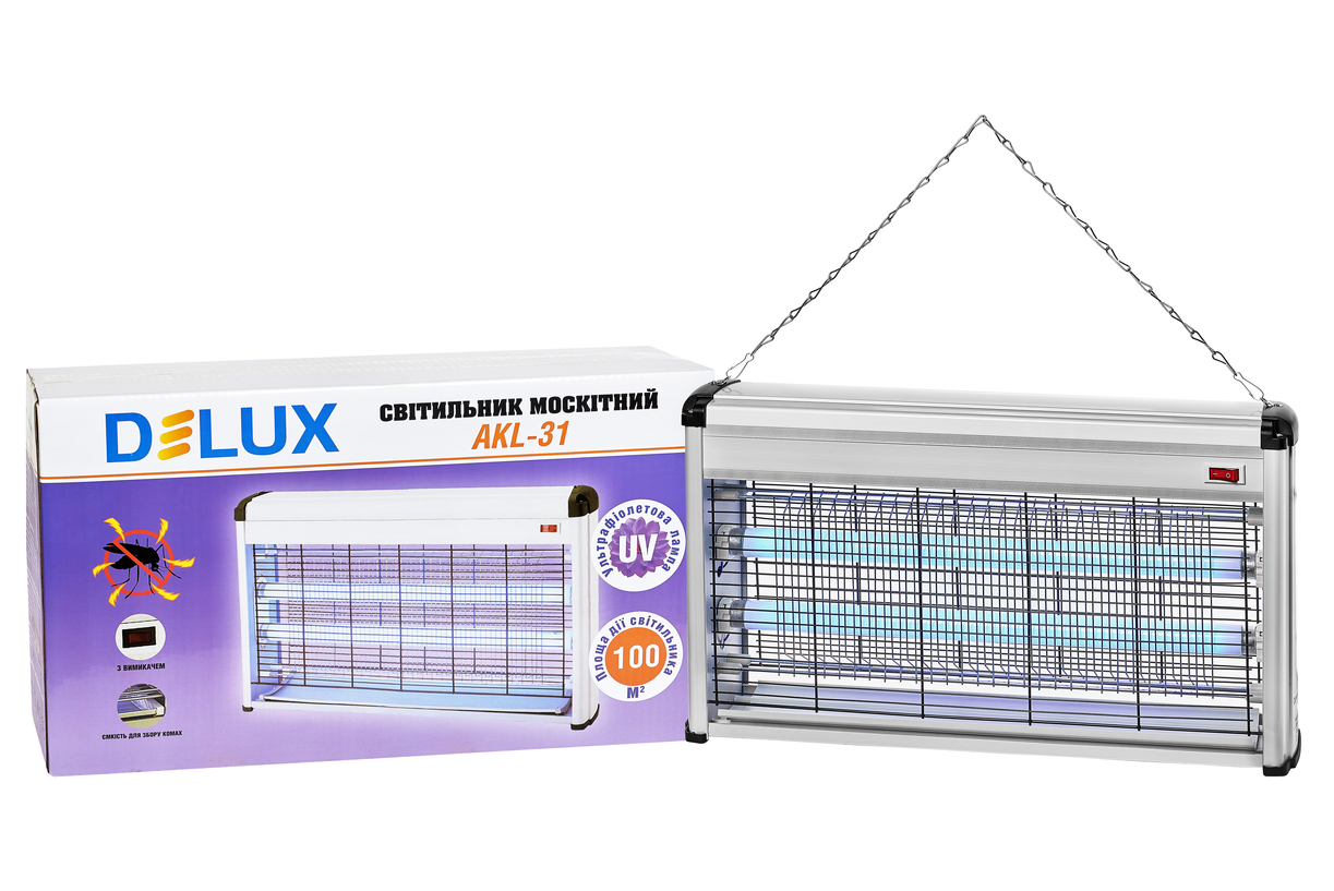 Світильник для знищення комах Delux AKL-31 30 W 2*15 Вт G13 IP20 (антимоскітний)