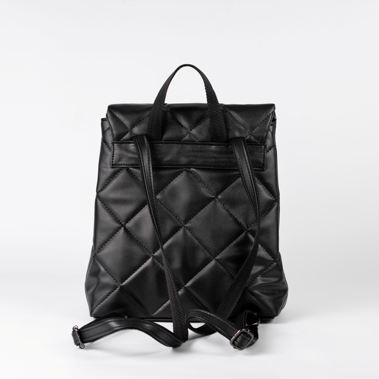 Стильный черный женский стеганый городской рюкзак, Модный повседневный молодежный портфель черного цвета - фото 3 - id-p590556203