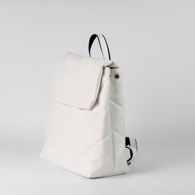 Стильный женский рюкзак белого цвета для ноутбука молодежный городской модный стеганый белый рюкзак портфель - фото 3 - id-p1629607504