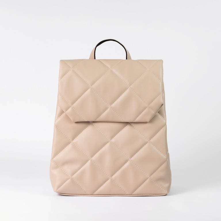 Рюкзак бежевого цвета стеганый женский модный стильный молодежный модный бежевый рюкзак портфель для ноутбука - фото 1 - id-p1494885309