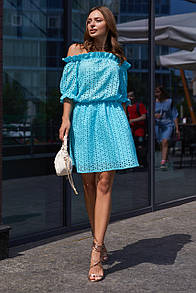 Літнє жіноче плаття з прошви Шарм блакитне 42 44 46 48 розміри