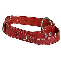 Ошейник кожаный для собак. Ошейник для собак с ручкой безопасности обхват шеи 56-72 см, Красный, ширина 40 мм