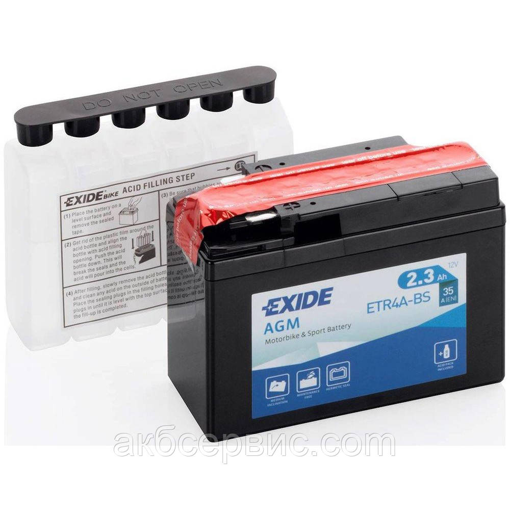 Mотоакумулятор Exide 2.3 ah AGM ETR4A-BS (сухозаряджений), фото 1