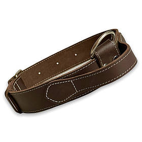 Нашийник шкіряний для собак. Шкіряний ошийник для собак з ручкою безпеки обхват шиї 56-72 см Коричневий, ширина 40 мм