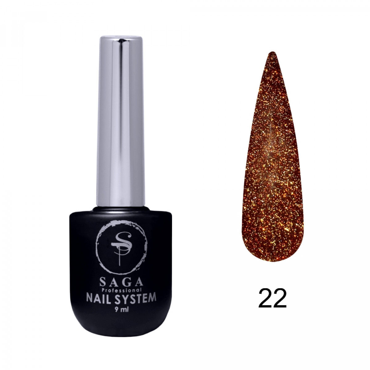 Гель лак світловідбивний Saga Fiery gel №22 , 8ml, фото 1