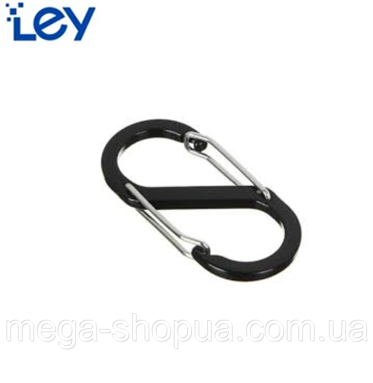 Карабін алюмінієвий двосторонній 50 мм для ключів, брелка Чорний