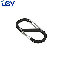 Карабін алюмінієвий двосторонній 50 мм для ключів, брелка Чорний