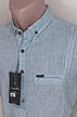 Теніска чоловіча льон стильна Fly Boys vkl-0052 блакитна приталена, чоловіча сорочка з коротким рукавом, фото 7