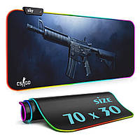 Геймерський килимок для мишки SKY (GMS-WT 7030/171) Counter Strike Gun / RGB підсвічування / 70x30 см