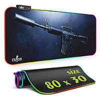 Геймерський килимок для мишки SKY (GMS-WT 8030/172) Counter Strike Gun / RGB підсвічування / 80x30 см