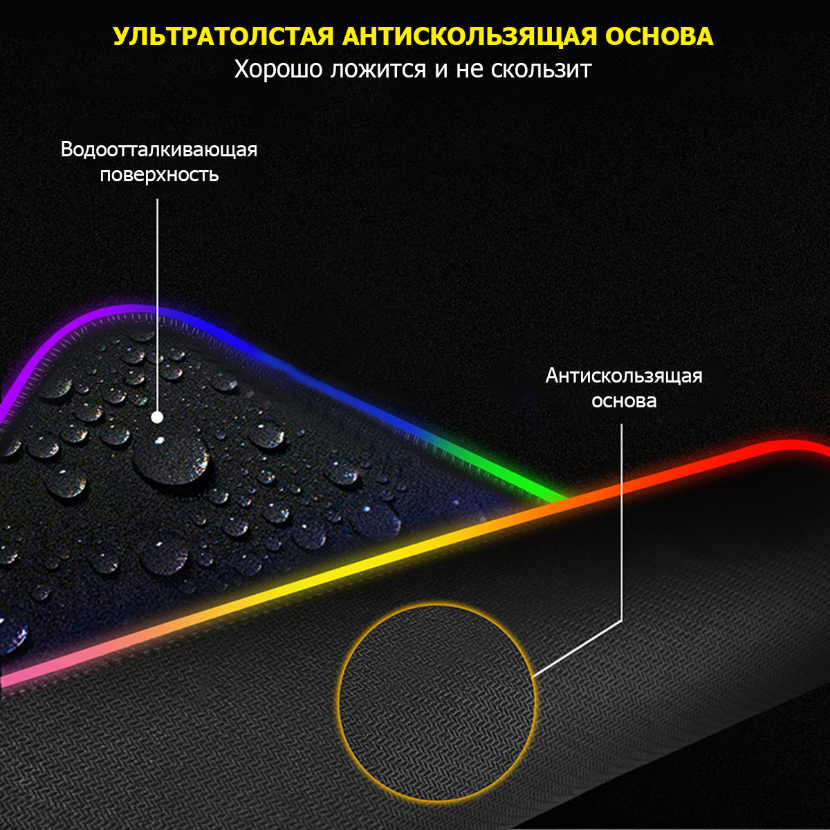 Геймерський килимок для мишки SKY (GMS-WT 7030/172) Counter Strike Gun / RGB підсвічування / 70x30 см - фото 2 - id-p1629636355