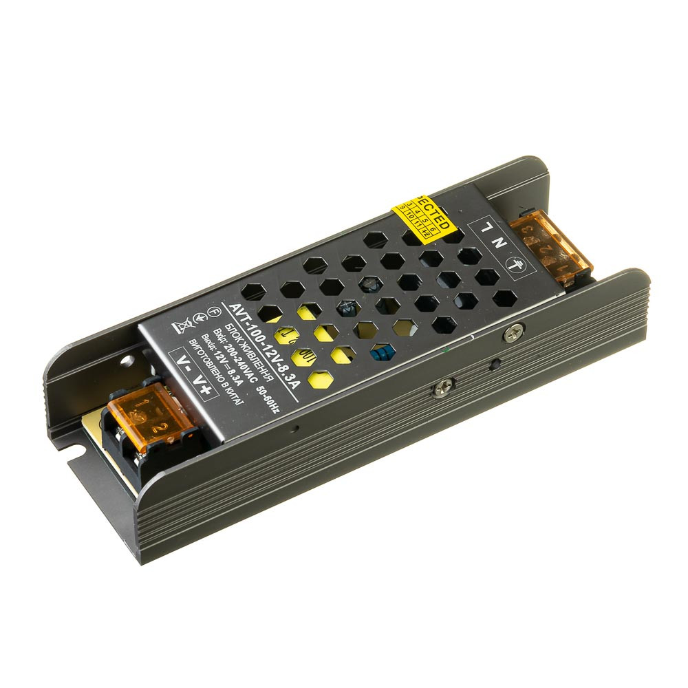 Блок живлення 12V, 100W, 8.3А, металевий корпус, IP20