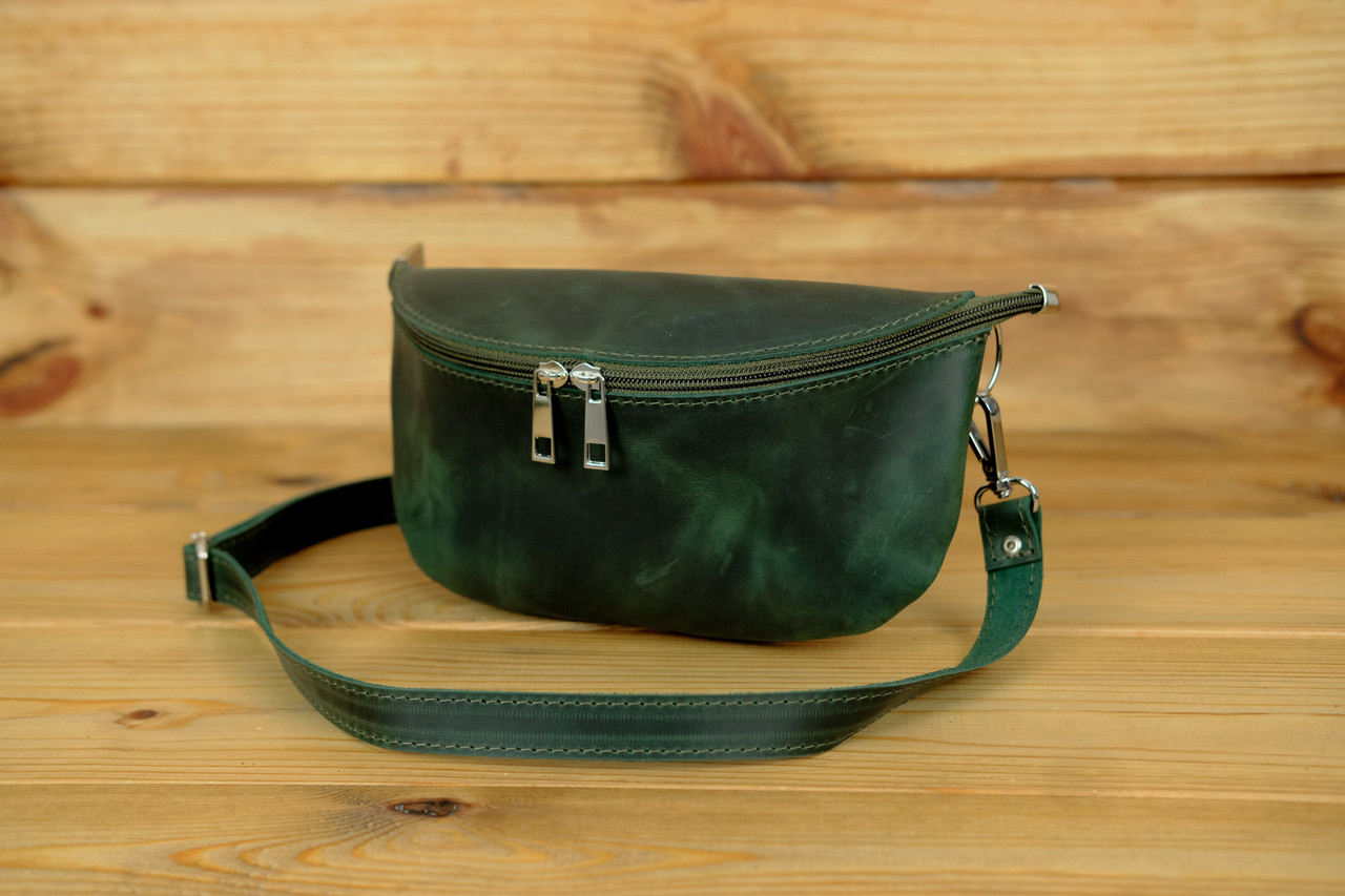 Жіноча сумка Дженіфер з натуральної шкіри колір Зелений