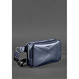 Шкіряна поясна сумка Dropbag Maxi темно-синя, фото 3
