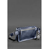 Шкіряна поясна сумка Dropbag Maxi темно-синя, фото 5