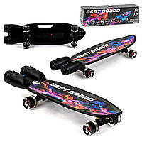 Скейтборд (музыка и дым, USB зарядка, колеса PU со светом) Best Board S-00501 Черный