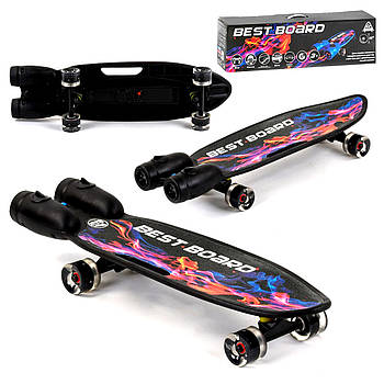 Скейтборд (музика та дим, USB зарядка, колеса PU зі світлом) Best Board S-00501 Чорний