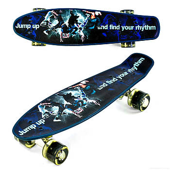 Скейт Пенні борд (дошка 55х14см, колеса PU зі світлом, d=6см) Best Board Р 13780 Темно-синій