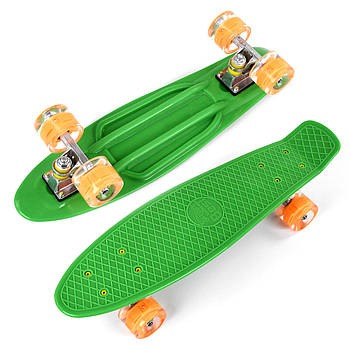 Скейт Пенні борд (дошка 55х15см, колеса PU зі світлом, діаметр 6см) Best Board 1705 Зелений