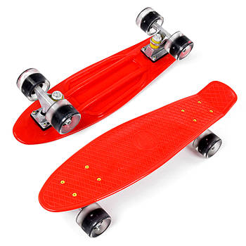 Скейт Пенні борд (дошка 55х15см, колеса PU зі світлом, діаметр 6см) Best Board 8181 Червоний