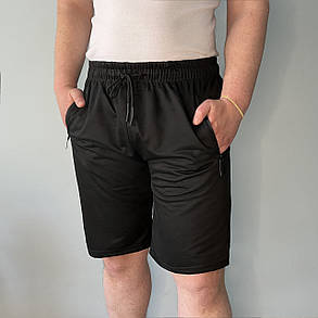 Шорти чоловічі трикотажні Шорти спортивні зі змійками на кишенях 2XL — 5XL (Польща) Чорний колір, фото 1