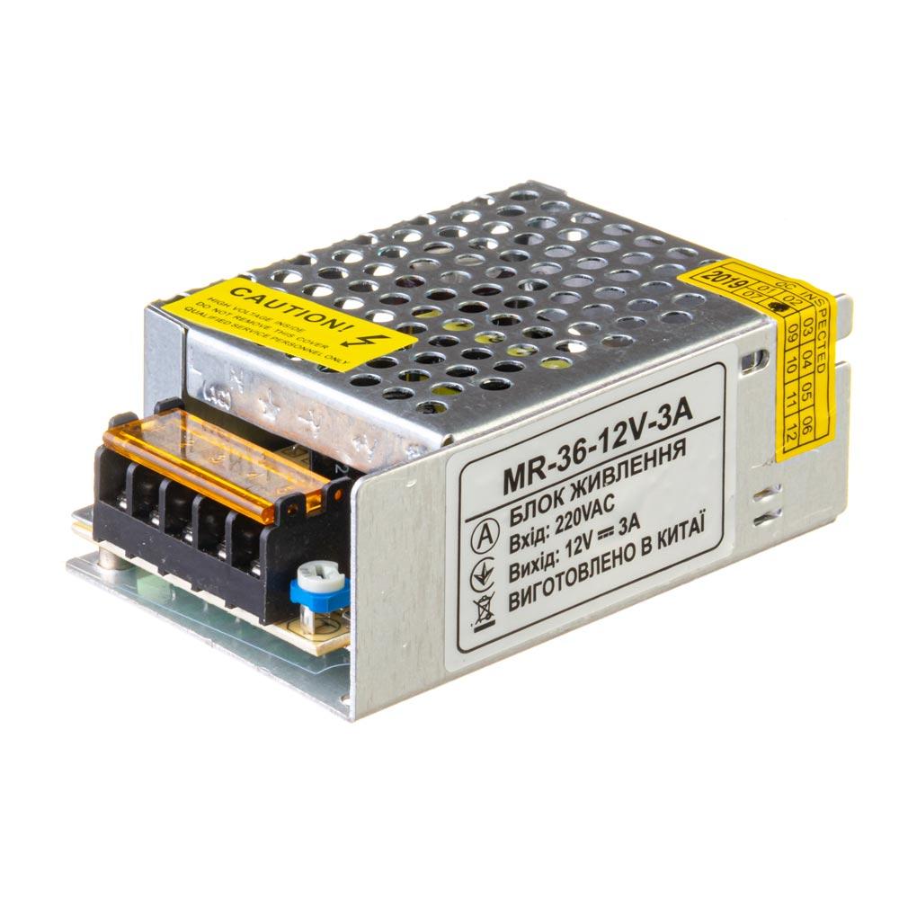 Блок живлення 12V, 36W, 3А, металевий корпус, IP20, MR