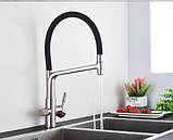 Змішувач для кухні з неіржавкої сталі з під'єднанням фільтрованої води FUTURA 132SDF із силіконовим виливом, фото 4