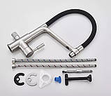 Змішувач для кухні з неіржавкої сталі з під'єднанням фільтрованої води FUTURA 132SDF із силіконовим виливом, фото 7