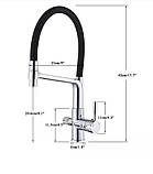 Змішувач для кухні з неіржавкої сталі з під'єднанням фільтрованої води FUTURA 132SDF із силіконовим виливом, фото 8