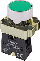 Кнопка без підсвічування плоска e.mb.ba31 зелена, без фіксації, 1NO