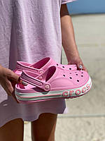 Крокси жіночі Crocs рожеві сабо з піни шльопанці гумові