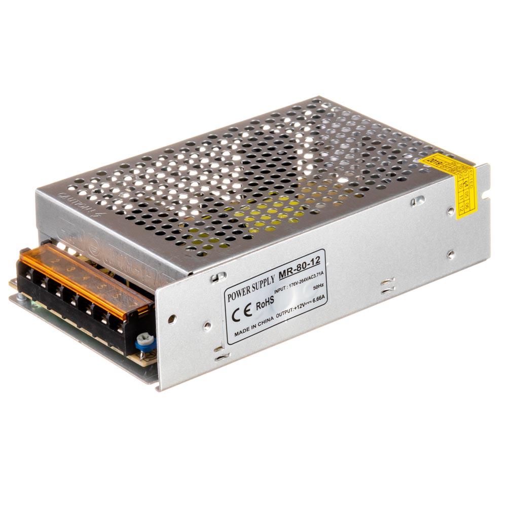 Блок живлення 12V, 80W, 6.66А, металевий корпус, IP20, MR