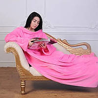 Плед с рукавами Snuggie ( 140x190 см ) / Флисовый плед / Мягкое одеяло с рукавами Розовый