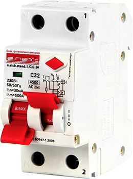 Вимикач диференціального струму (дифавтомат) e.elcb.stand.2.C32.30, 30мА з розділеною рукояткою
