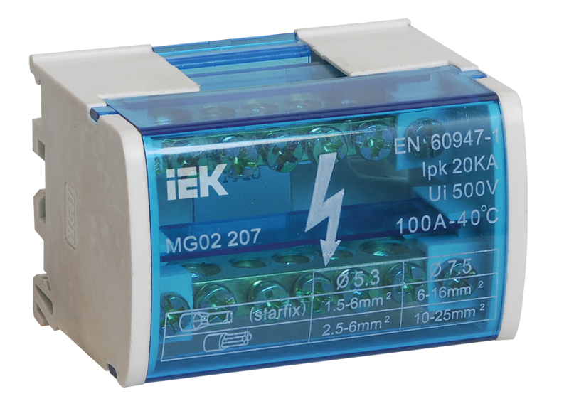 Шина N "нуль" на DIN-рейку в корпусі 2х 7груп IEK, фото 1