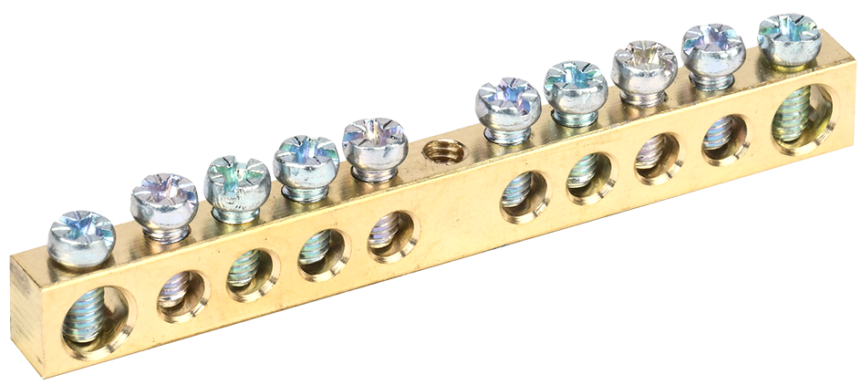 Шина PEN "земля-нуль" 6х9мм 10/1 10груп/кріп по центру IEK, фото 1