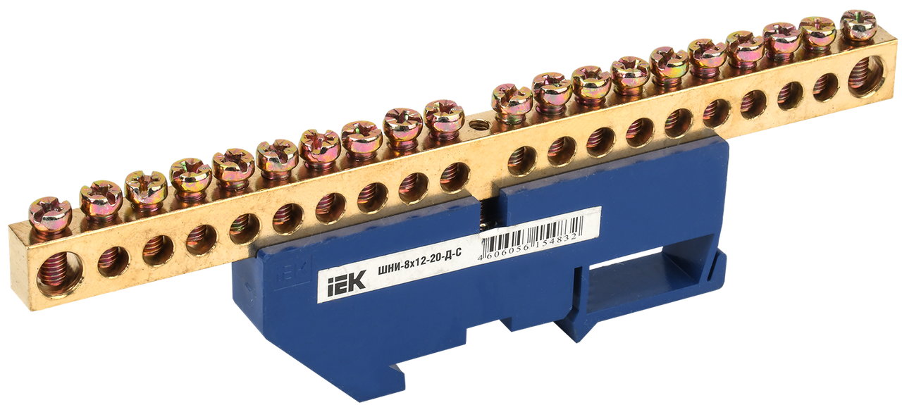 Шина N "нуль" на DIN-ізол СТАЙНІ-8х12-20-Д-C IEK, фото 1