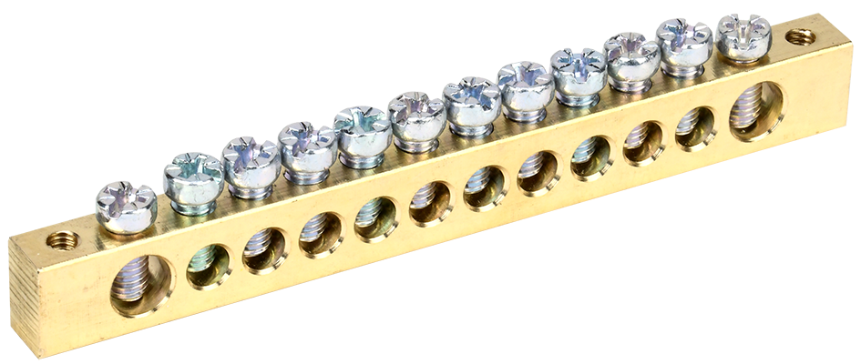 Шина PEN "земля-нуль" 8х12мм 12/2 12груп/кріп по краях IEK, фото 1