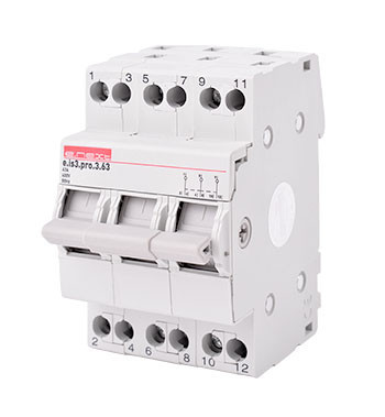 Вимикач на DIN-рейку на три положення e.is3.pro.3.63, 3р 63А, фото 1