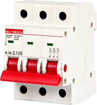 Вимикач навантаження на DIN-рейку e.is.3.125, 3р, 125А, фото 1