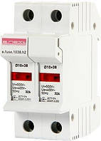 Тримач запобіжника на DIN-рейку e.fuse.1038.h2, під запобіжник 10х38, 2р, 2-32А