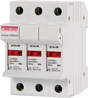 Тримач запобіжника на DIN-рейку e.fuse.1038.h3, під запобіжник 10х38, 3р, 2-32А