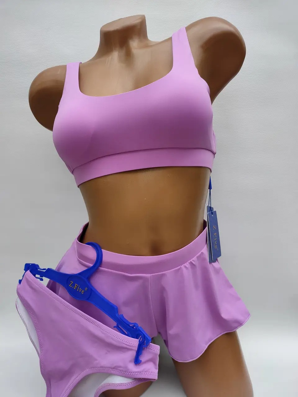 ОПТ Купальник топ, плавки та шорти Z.Five 86305 бузковий 36-44 на укр 42 48 50  розмір