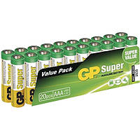 Батарейка LR03/AAA GP Super alkaline щелочная (20 шт. в плёнке) Value Pack 24A-2CRVS20