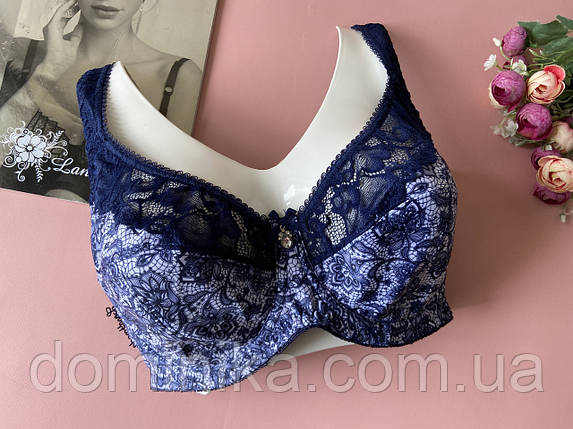 85/95D Синій бюстгальтер для грудей великого розміру на чашку D, фото 1